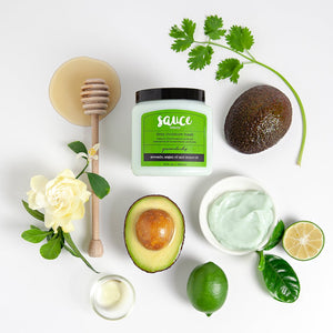 Sauce Beauty Deep Moisture Mask Guacamole Whip Jar And Ingredients